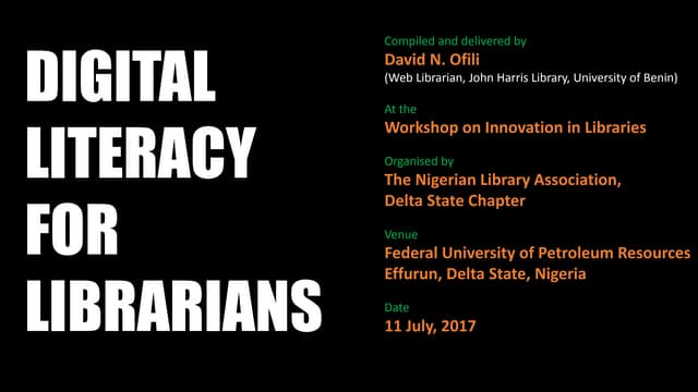 Digital literacy for librarians
