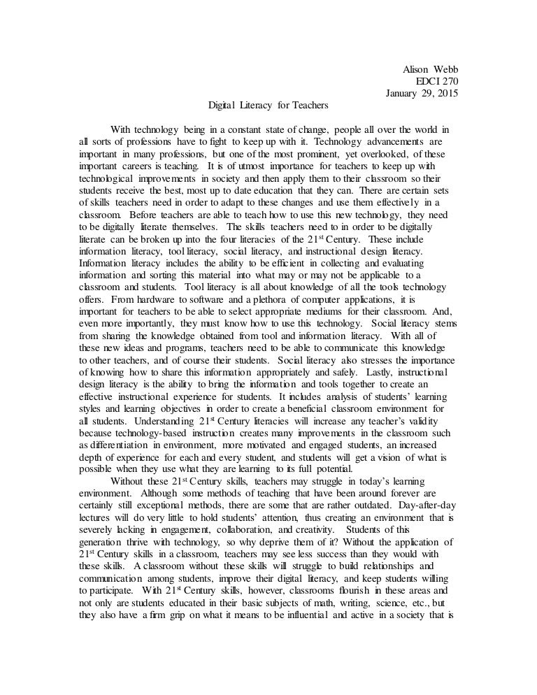 Literacy essay examples