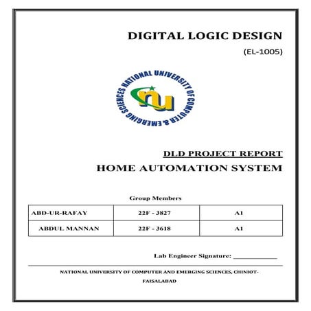 DIGITAL LOGIC DESIGN (1) PROJECT REPORT.docx | Home Appliances | Home ...