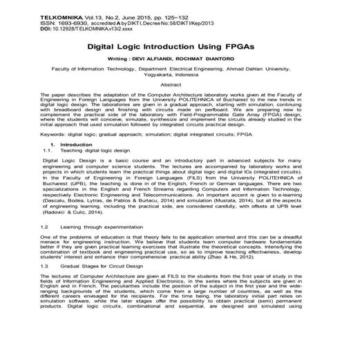 Digital logic introduction using fpg as resume