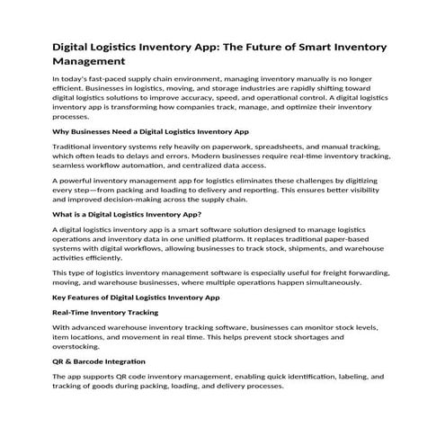 Digital Logistics Inventory App The Future of Smart Inventory ...