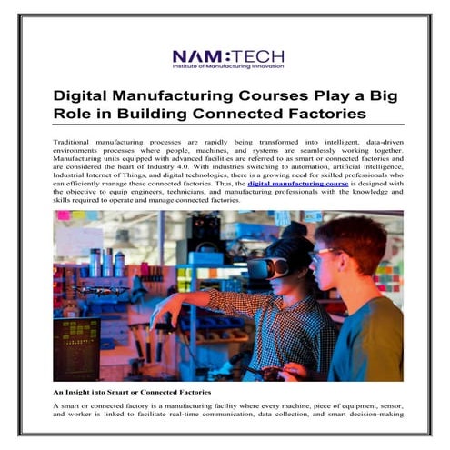 Digital Manufacturing Courses Play a Big Role in Building Connected ...