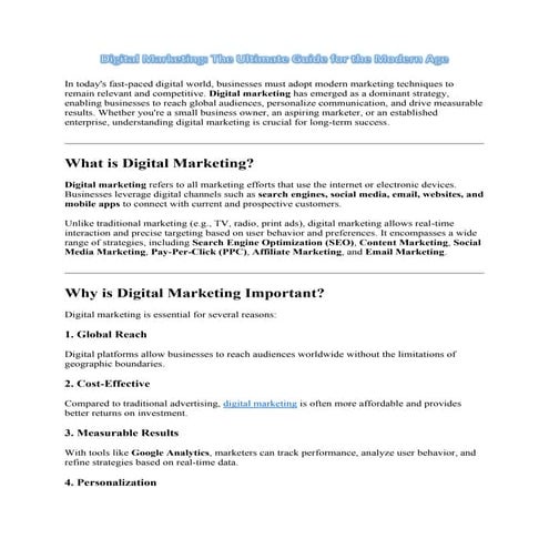 Digital Marketing: The Ultimate Guide for the Modern Age