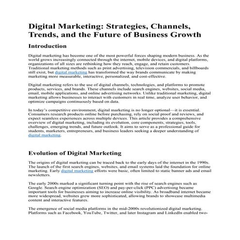 Digital Marketing: Strategies, Channels, Trends, and the Future of ...