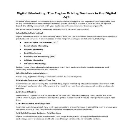 Digital Marketing: The Engine Driving Business in the Digital Age