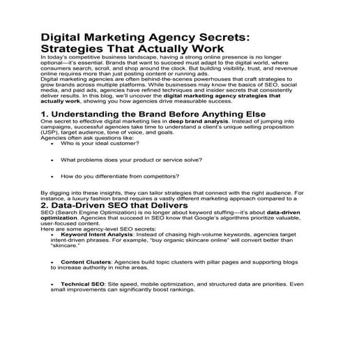 Digital Marketing Agency Secrets: Strategies That Actually Work