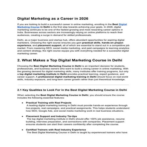 Digital Marketing as a Career in 2026... | PDF