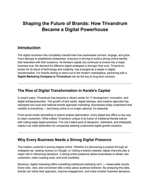 Shaping the Future of Brands: How Trivandrum Became a Digital Powerhouse