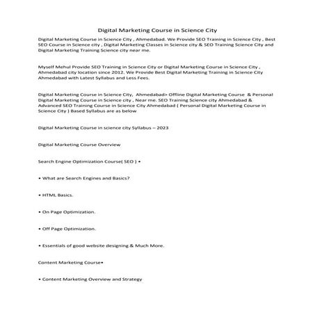 Digital Marketing Course in Science City.docx