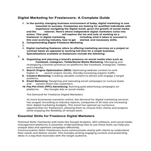 Photo inspiration: Visual Reference: Digital Marketing For Freelancers A Complete Guide Pptx