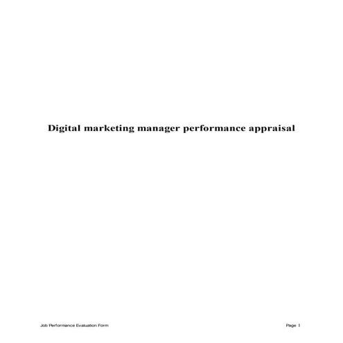 Digital marketing manager performance appraisal