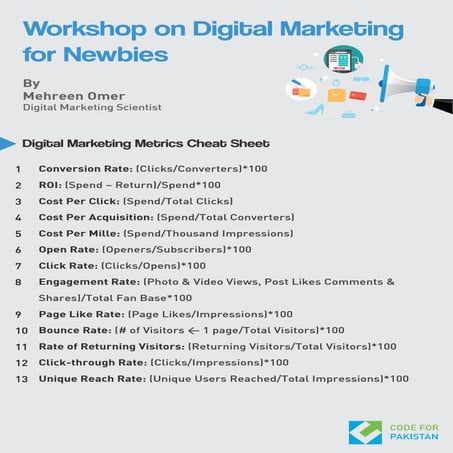 Digital Marketing Metrics - Cheat Sheet