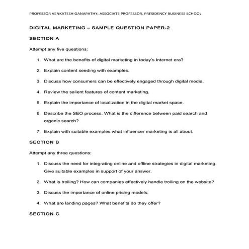 Digital marketing q paper   model 2