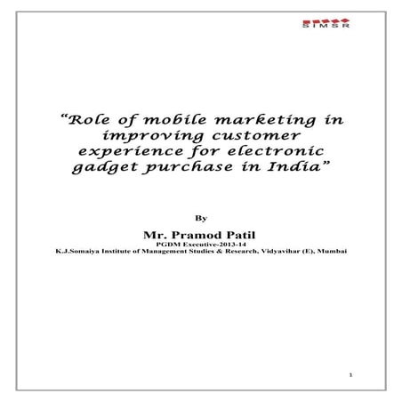“Role of mobile marketing in improving customer experience for electronic gad...