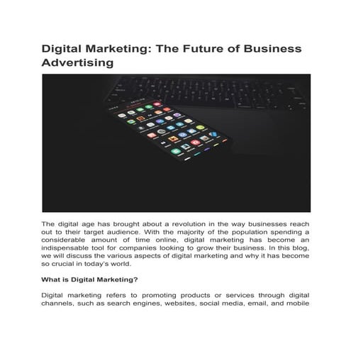 Digital Marketing: The Future of Business Advertising