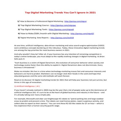 Digital Marketing Trends 2021