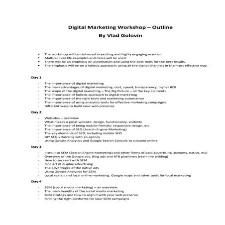 Digital marketing workshop | PDF