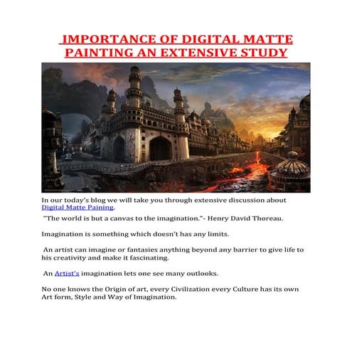 IMPORTANCE OF DIGITAL MATTE PAINTING AN EXTENSIVE STUDY | PDF