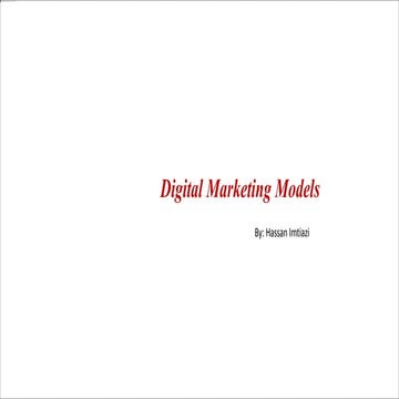 Digital Marketing Planning  Models