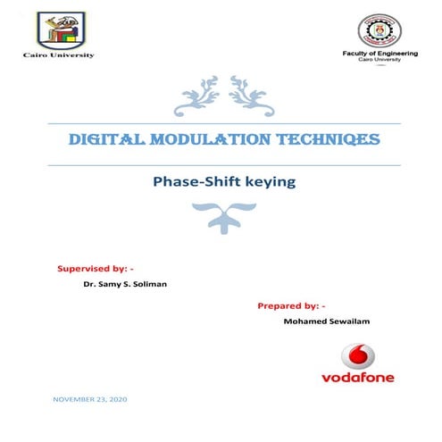 Digital modulation techniqes (Phase-shift keying (PSK))