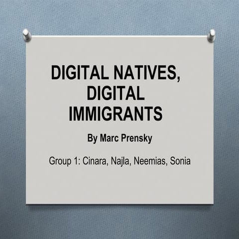 Digital natives, digital immigrants marc prensky