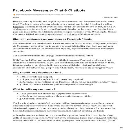 Facebook messenger chat and chatbots