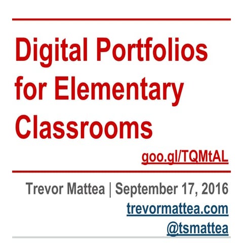 Digital Portfolios for Elementary Classrooms