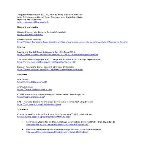 Digital preservation 101_links