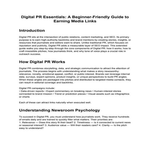 Digital PR Essentials: A Complete Beginner’s Guide to Earning Media Coverage ...