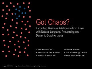 Got Chaos? Extracting Business Intelligence from Email with Natural Language Processing and Dynamic Graph Analysis Got Chaos? Extracting Business Intelligence from Email with Natural Language Processing and Dynamic Graph Analysis