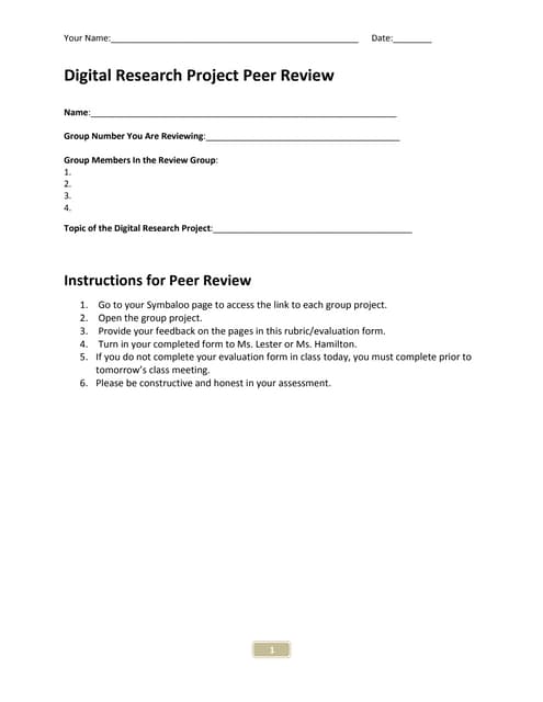 Digital research project peer revie...