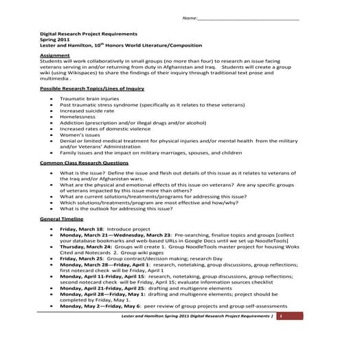 Digital Research Project Media 21, Spring 2011