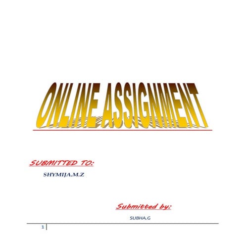 Online Assignment - Digital Resources