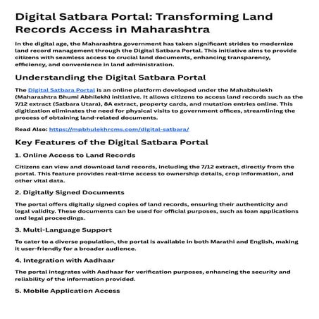 Digital Satbara Portal Transforming Land Records Access in Maharashtra ...