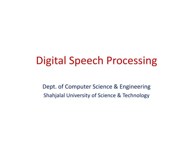 Digital speech processing lecture1
