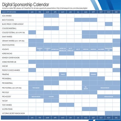 Digital sponsorship calendar PPTX