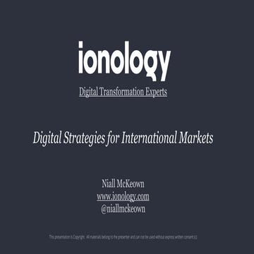 Digital Strategies for International Markets| Niall McKeown | iONOLOGY