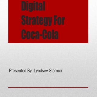 Digital strategy for coca cola