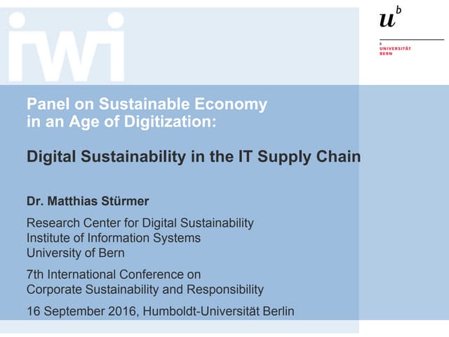 Digital Sustainability in the IT Supply Chain