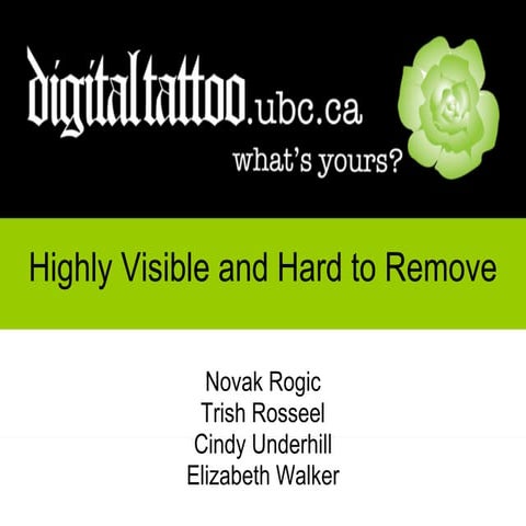 Digital Tattoo Presentation for Canadian eLearning Conference 2009