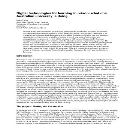 Digital technologies for learning in prison: what one Australian university i...