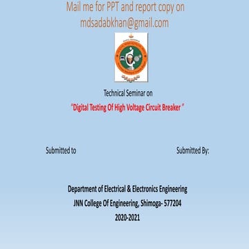 Digital testing of high voltage circuit breaker seminar ppt | PDF
