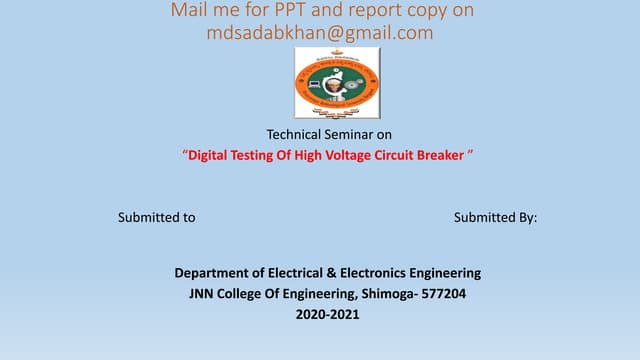 Digital testing of high voltage circuit breaker seminar ppt