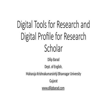Digital Tools for Research and Researcher Profile