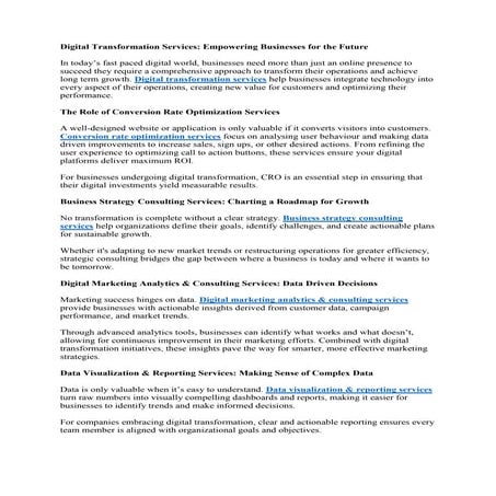 Digital Transformation Services Empowering Businesses for the Future