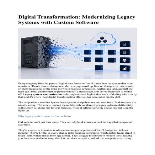 Digital Transformation: Modernizing Legacy Systems with Custom Software ...