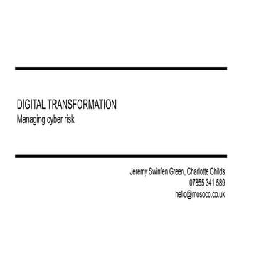 Digital transformation: introduction to cyber risk