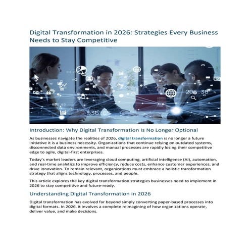 Digital Transformation Strategies for Business Success in 2026 | PDF