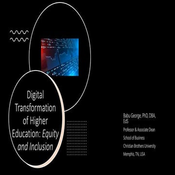 Digital Transformation of Higher Education: Inclusion & Equity 