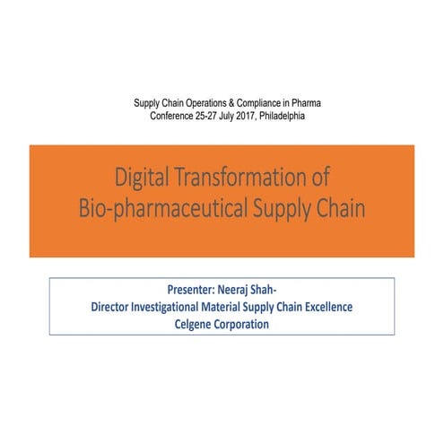 Digital transformation of supply chain in pharma